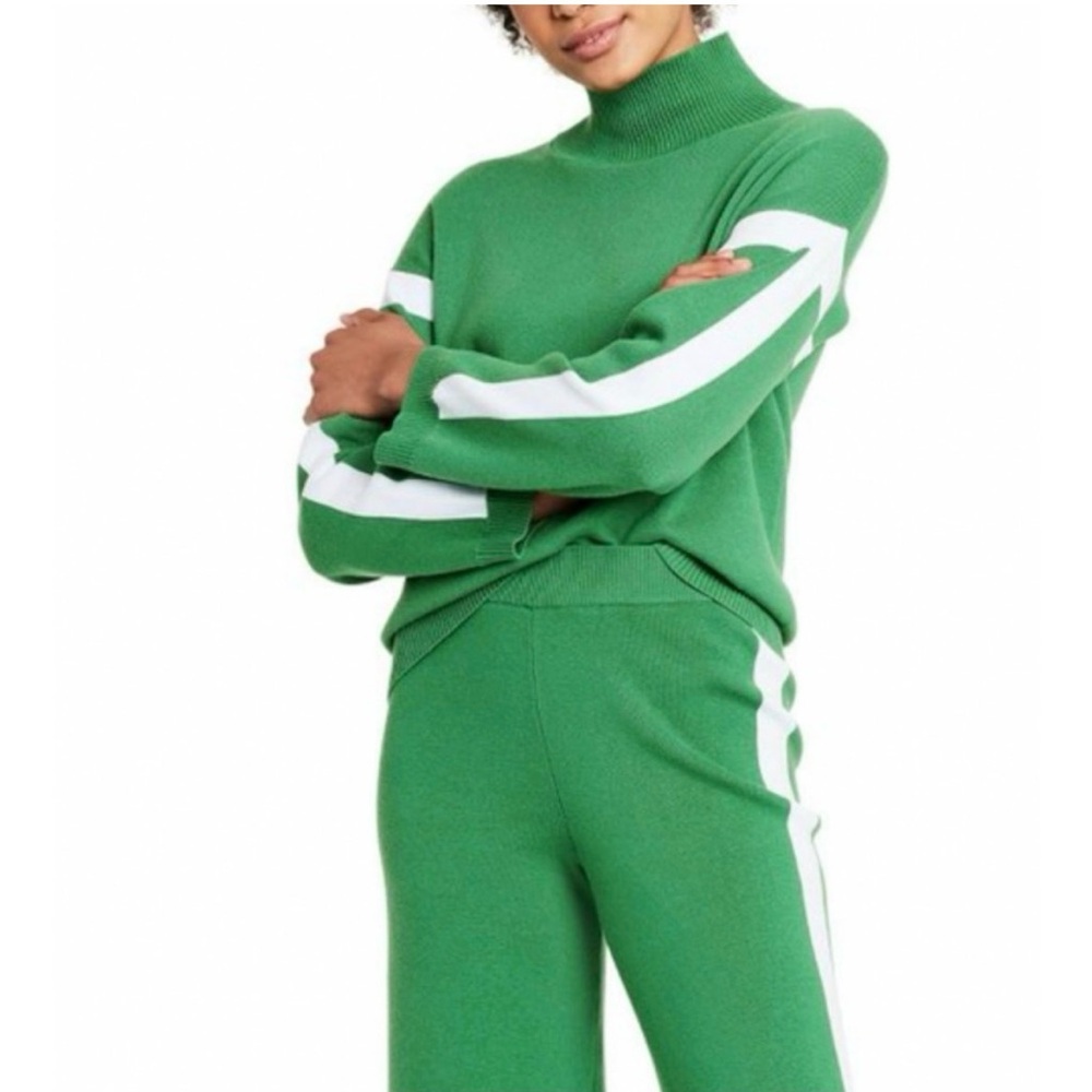 La Ligne x Target Side Stripe Turtleneck Sweater & Pant Set Green M